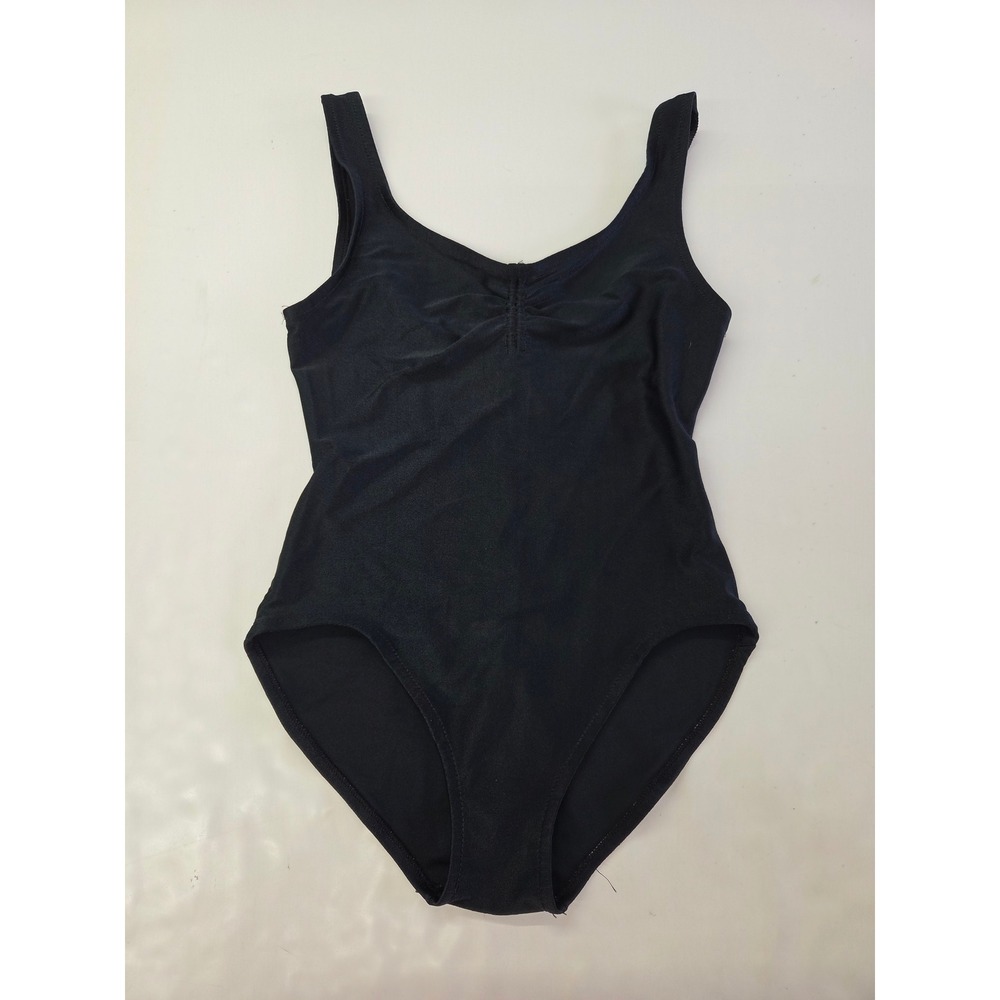 Parklane Vintage Black Pinch Front Tank Leotard Bodysuit Womens Medium USA Made